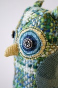 Image of Handmade Fabric Bird Owl / Blue and Green Vintage Wool / Made to Order