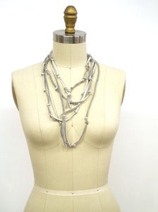 Image of Recycled T-shirt Necklace :::BLACK/GREY Knotted T-LACE