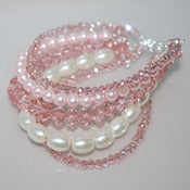 Image of Pink and Cream Sparkling Cuff Bracelet
