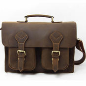 Image of Vintage Handmade Genuine Crazy Horse Leather Briefcase 13" 14" 15" Laptop Macbook Bag / Case (n453)
