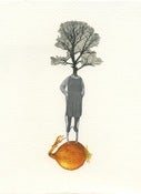 Image of girl on stilts on top of the world (and the world is an onion)