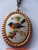 Image of Vintage style Rockabilly Yellow & Black Bird Cameo necklace 