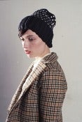 Image of elora black+natural patterned merino wool slouchy toque