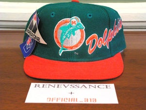 Image of VINTAGE DEADSTOCK MIAMI DOLPHINS APEX ONE "LOGO / SCRIPT" SNAPBACK CAP HAT