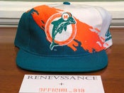 Image of VINTAGE DEADSTOCK MIAMI DOLPHINS LOGO ATHLETIC "SPLASH" SNAPBACK CAP HAT  