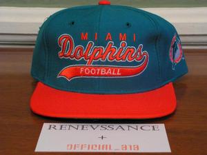 Image of VINTAGE DEADSTOCK MIAMI DOLPHINS STARTER "SCRIPT" SNAPBACK CAP HAT  