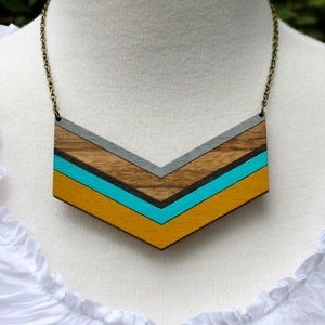 Image of Chevron Pendant- Mustard and Teal