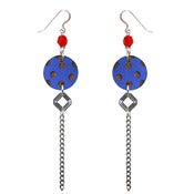 Image of Etched blue spot drop earrings