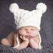 Image of "Quinn" newborn cable pom pom hat