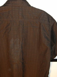 Image of HECTICRECS LOGO BLOUSE black print on brown 