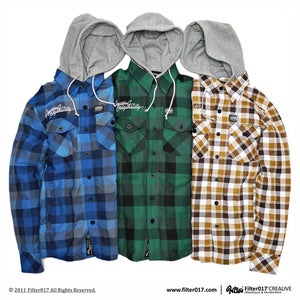 Image of Filter017 HOODED PLAID JACKET