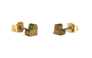 Image of Vintage Brass Heart Stud Earrings