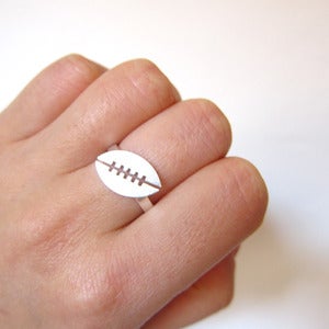 Image of Football Ring - For Super Ball lovers - Handmade silver ring