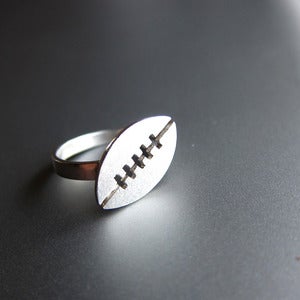 Image of Football Ring - For Super Ball lovers - Handmade silver ring