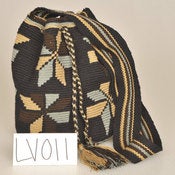 Image of Black, Brown, Tan & Light Blue Flower Mochila 