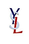 Image of VINTAGE YSL PIN 3" RED/WHITE/BLUE 