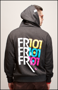 Image of Trifecta with Bright Print (Charcoal Zip-up)