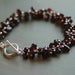 Image of Sweeney Bracelet - garnets and sterling beadwoven cuff