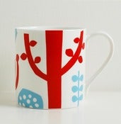 Image of Bone china red/blue tree mug