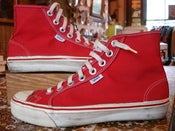 Image of vintage VANS style #24 HIGH TOP red canvas US9 made in usa 1970's
