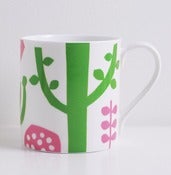 Image of Bone china pink/green tree mug