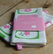 Image of Screen printed pink/green Tea Towel