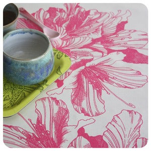 Image of Tea-towel | Rhododendron: Fuchsia