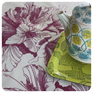 Image of Tea-towel | Rhododendron: Aubergine