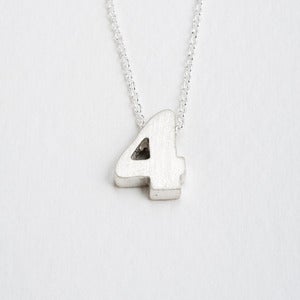 Image of sterling silver block number necklace
