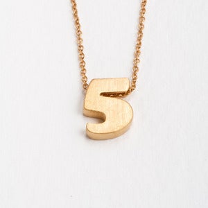 Image of 18k vermeil block number necklace
