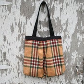Image of Yellow Plaid Wool Pleated Tote