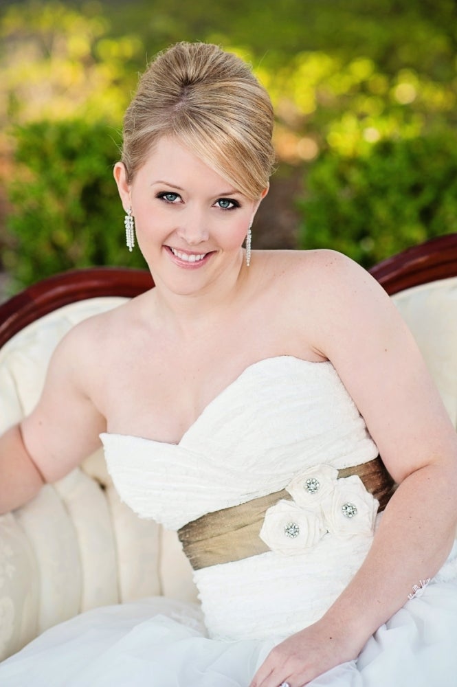 Image of Marlene Custom Silk Wedding Dress Sash with Roses zoom