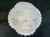Image of Linen doily with embroidered lady (TX043)