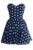 Image of Pin-Up Blue Polka Dot Prom Party Dress