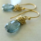 Image of tidal earrings with moss aquamarine