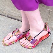 Image of fabric multi colored sandals