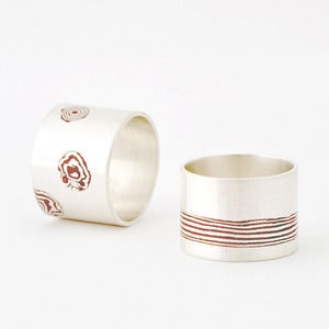 Image of Silver Ring with Unique Mokume Gane Detail