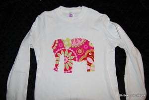 Image of Cute Pink Gypsy Paisley Elephant Appliqued Bodysuit or Tee