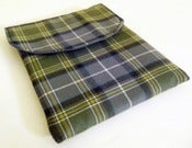 Image of Grey and Olive Green Plaid Wool iPad 2 Sleeve