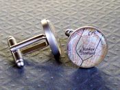 Image of Vintage 1954 Yankee Stadium Map Cufflinks Sterling Silver