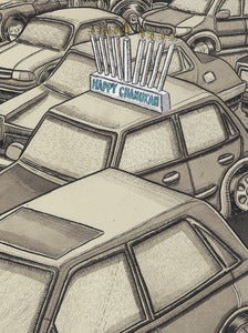 Image of Jewish Art 8.5''x11'' Car Menorah Print