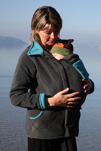 Image of Cali Calo Stella Fleece Babywearing Jacket - Anthracite/Turquoise