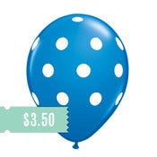 Image of 5 Blue Polka Dot Balloons