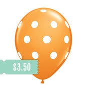 Image of 5 Orange Polka Dot Balloons