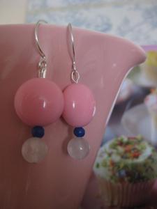 Image of "Pink & Navy Drops" Handmade Earrings