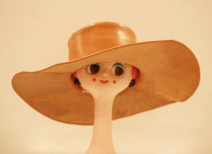 Image of Genuine Leather Tan Wide Brim Hat