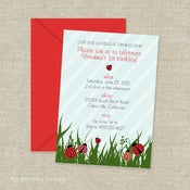 Image of Ladybug Birthday Party/Shower Invitations -- Set of 10