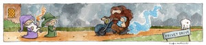 Image of original art commission: 17" x 5" cute movie/book/tv scene