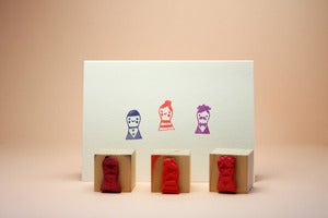 Image of Small Object The Peg People Rubber Stamp Set 