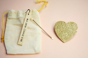 Image of Small Object Gold Glitter Heart Pin